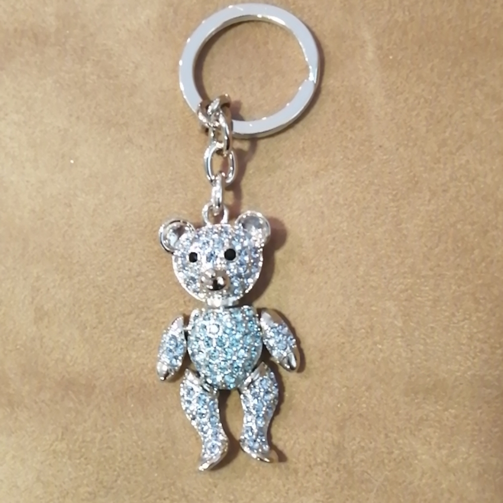 Blue Bear Keychain with rhinestones